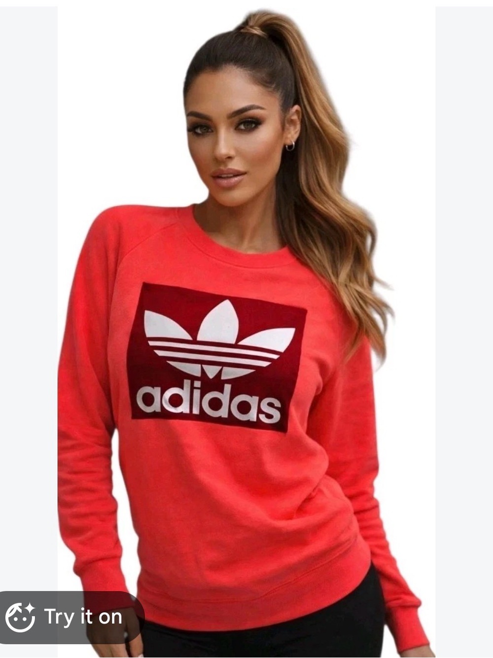 Adidas bright coral women’s Logo crew Sweatshirt Small